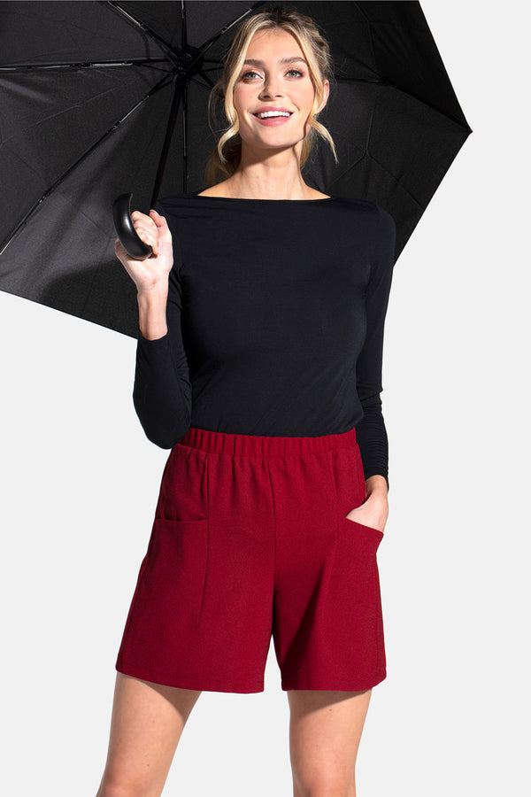 Hot Squash Luxe Crepe Shorts Solid Burgundy