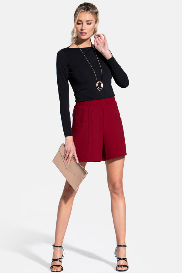 hot squash Luxe Crepe Shorts Solid Burgundy