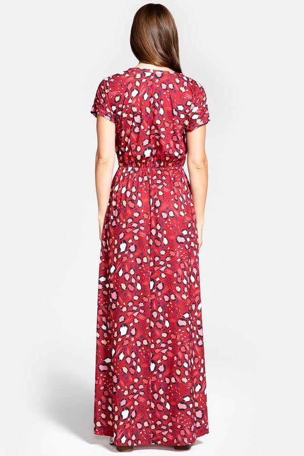 Hot Squash Maxi Dress Abstract Leopard Burgundy