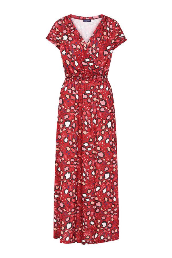 Hot Squash Maxi Dress Abstract Leopard Burgundy