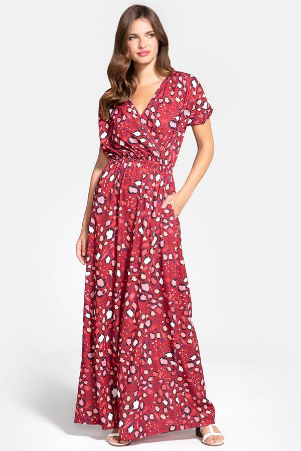 hot squash Maxi Dress Abstract Leopard Burgundy