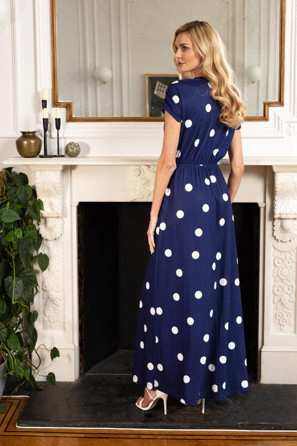 Hot Squash Maxi Dress Navy Polka Dot