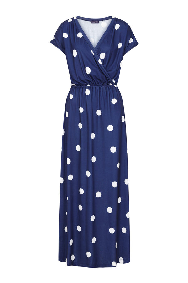 Hot Squash Maxi Dress Navy Polka Dot