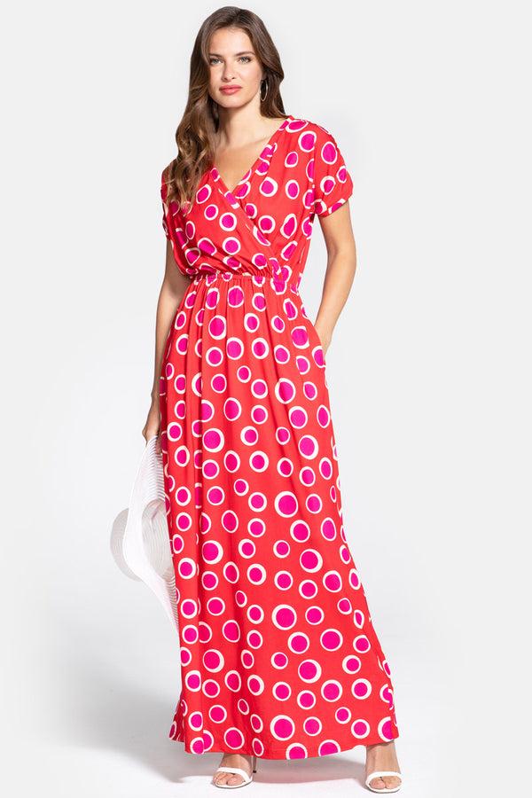 hot squash Maxi Dress Polka Dots Red / Pink