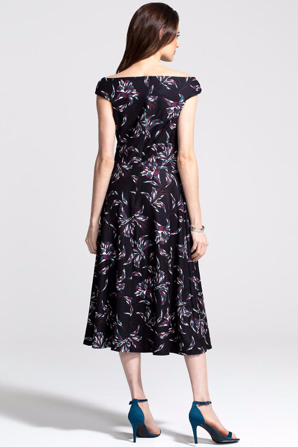Hot Squash Midi Length Tea Dress Mosaic Flower