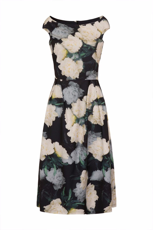 Hot Squash Midi Length Tea Dress White Rose