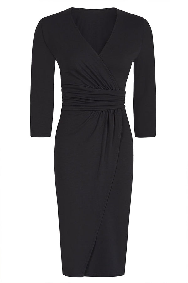 Hot Squash Petite Ascot Dress Black