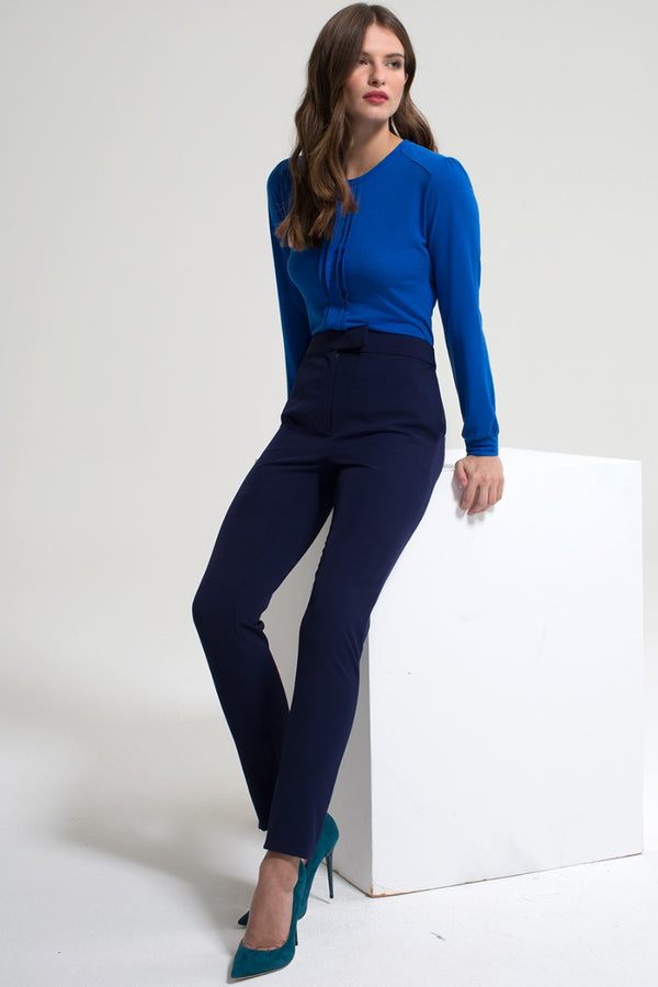 Hot Squash Pleat Front Top Cobalt