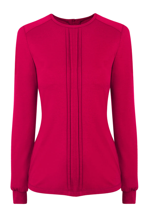 Hot Squash Pleat Front Top Red