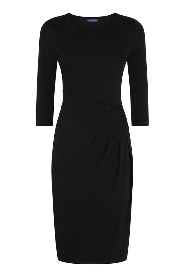 Hot Squash Pleat Waist Dress Black
