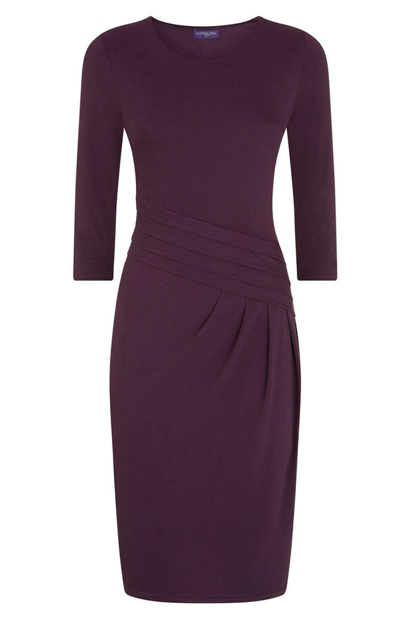 Hot Squash Pleat Waist Dress Damson