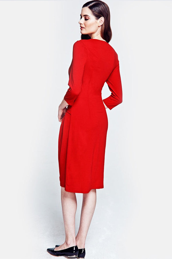 Hot Squash Pleat Waist Dress Red