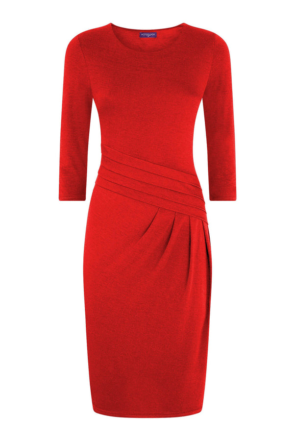 Hot Squash Pleat Waist Dress Red