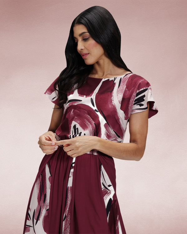 Hot Squash Pleated Midi Dress Burgundy Swish