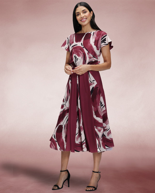 Hot Squash Pleated Midi Dress Burgundy Swish