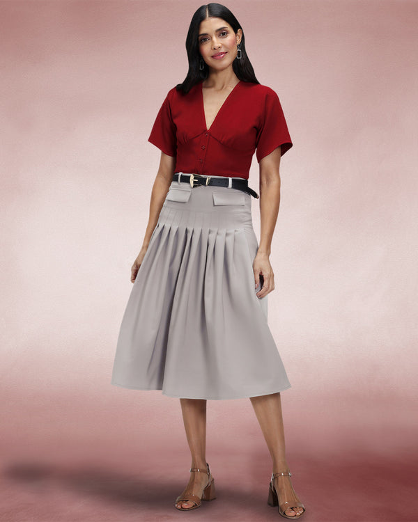 Hot Squash Pleated Utility Style Skirt