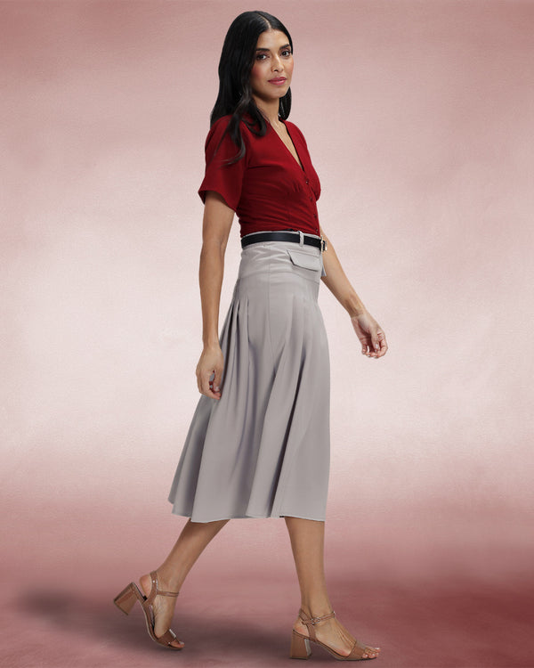 Hot Squash Pleated Utility Style Skirt