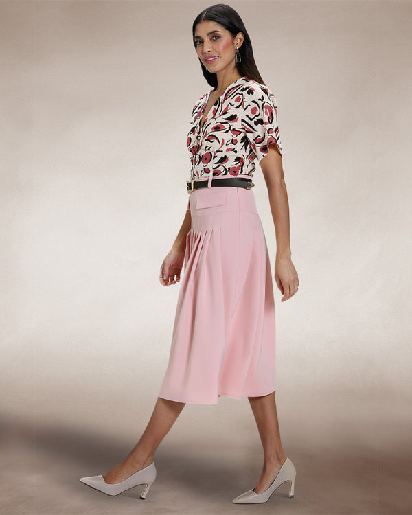 Hot Squash Pleated Utility Style Skirt Pink