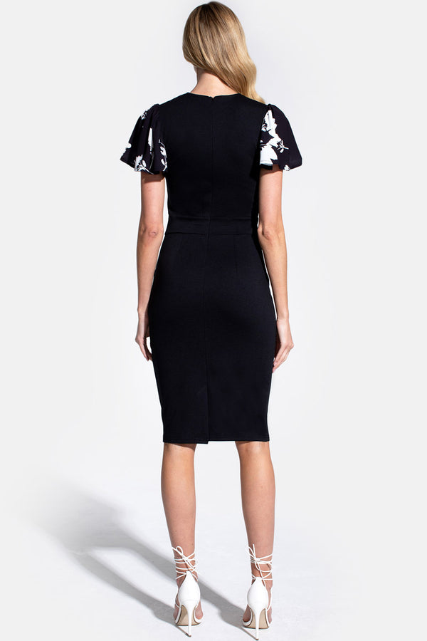 Hot Squash Ponte Dress With Chiffon Sleeves