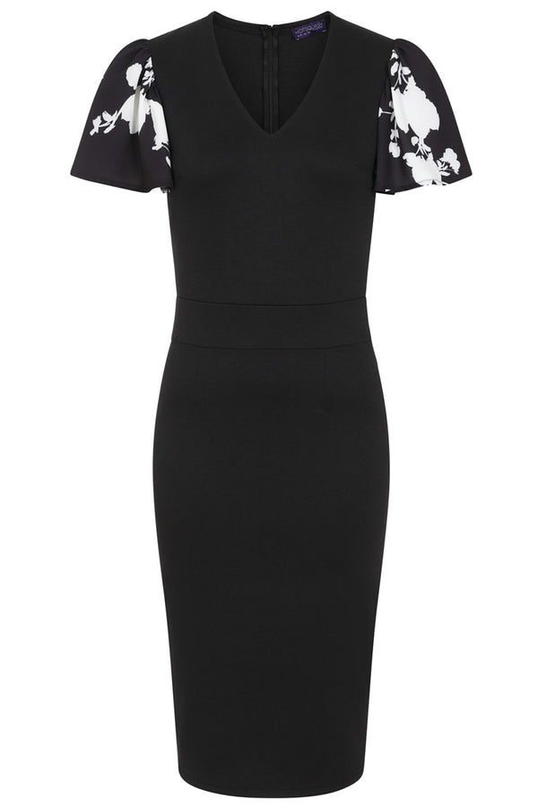 Hot Squash Ponte Dress With Chiffon Sleeves