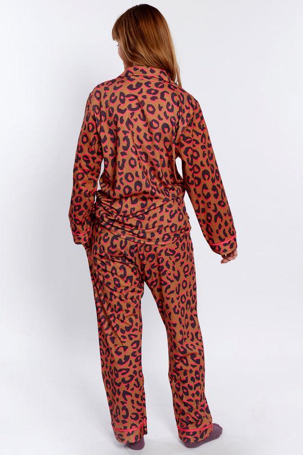 Hot Squash Premium Jersey Pyjama Set Brown Leopard