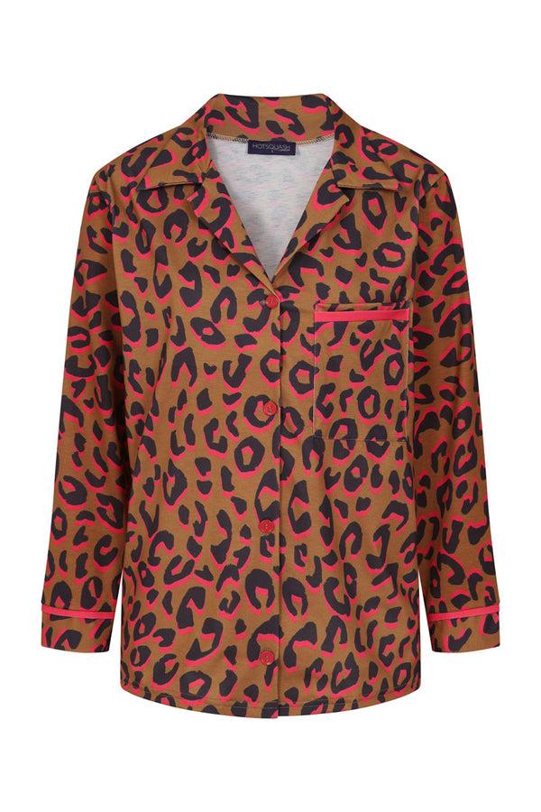 Hot Squash Premium Jersey Pyjama Set Brown Leopard
