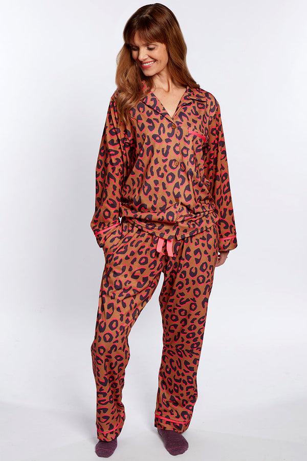 hot squash Premium Jersey Pyjama Set Brown Leopard