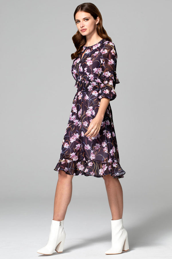 Hot Squash Print Chiffon Dress Occasion Print