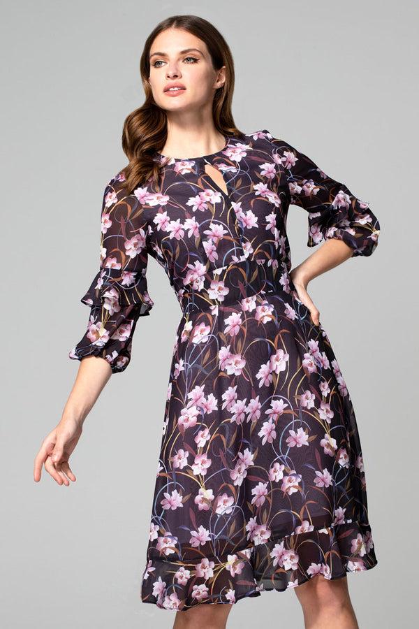 hot squash Print Chiffon Dress Occasion Print