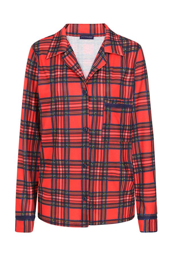 Hot Squash Red Tartan Jersey Womens Pyjama Set