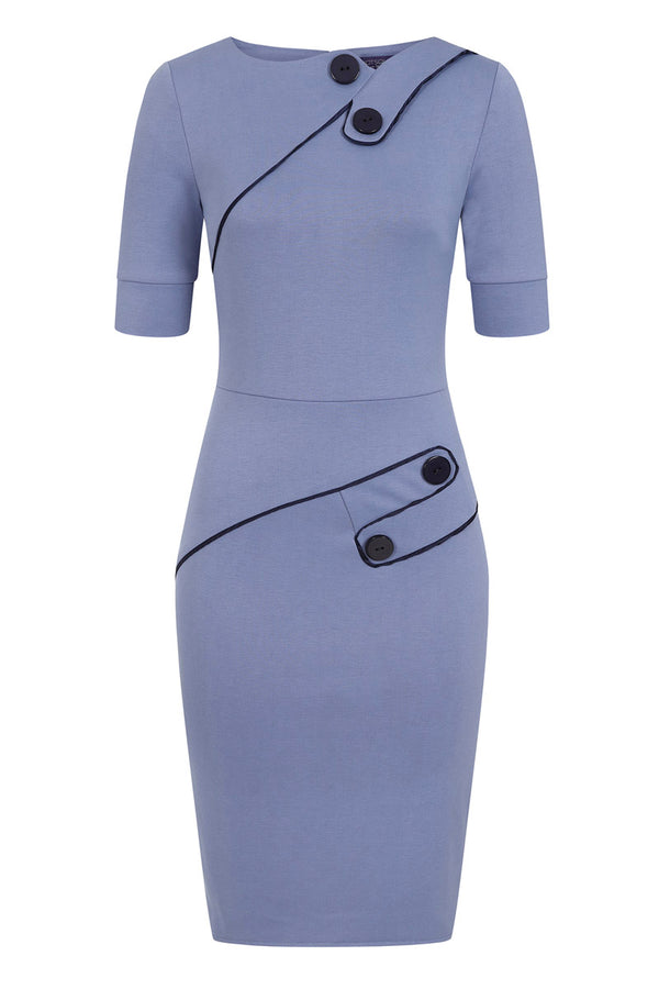 Hot Squash Richmond Ponte Dress Woodblue And Navy
