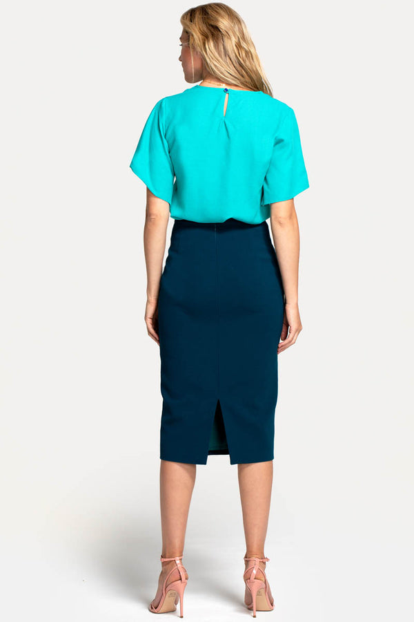 Hot Squash River-Tie Bat-Sleeved Top Bright Green