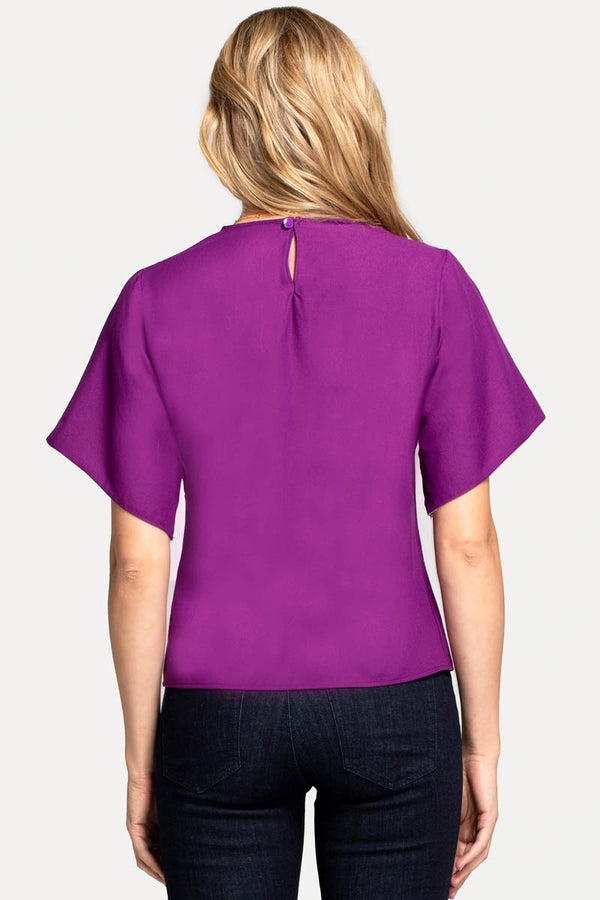 Hot Squash River-Tie Bat-Sleeved Top Purple