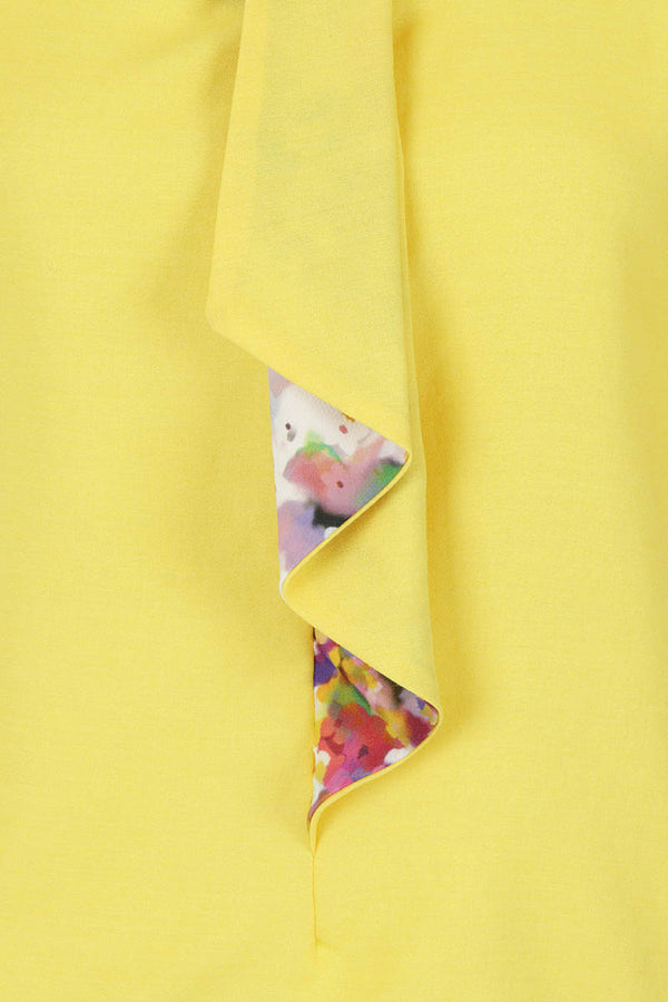 Hot Squash River-Tie Bat-Sleeved Top Yellow