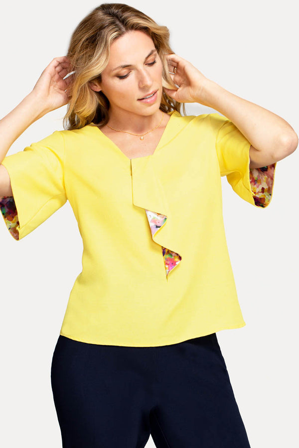 hot squash River-Tie Bat-Sleeved Top Yellow