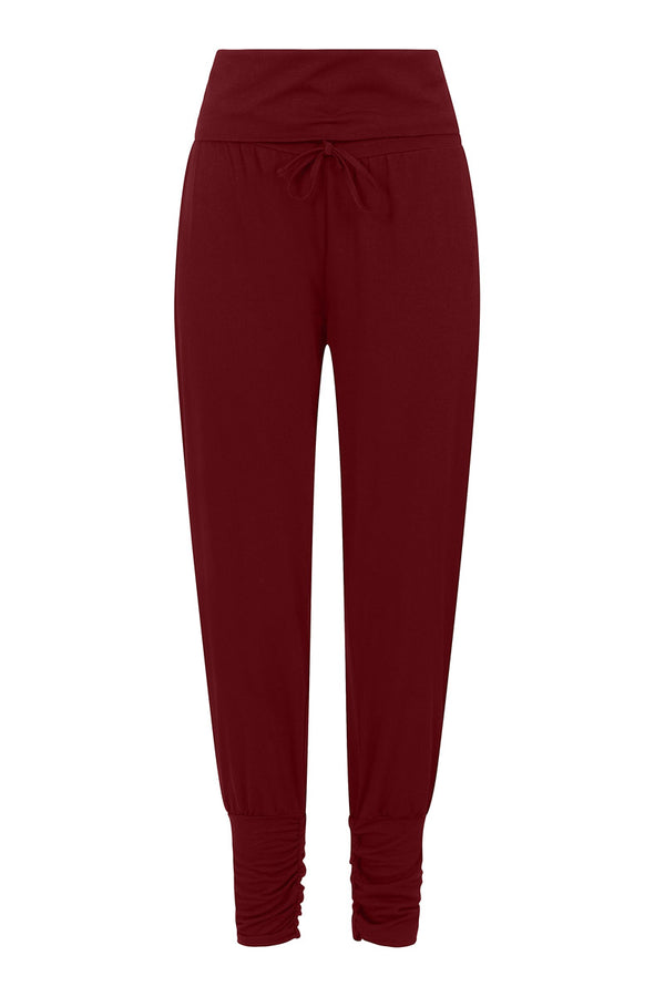 Hot Squash Roll Top Harem Yoga Trousers Burgundy