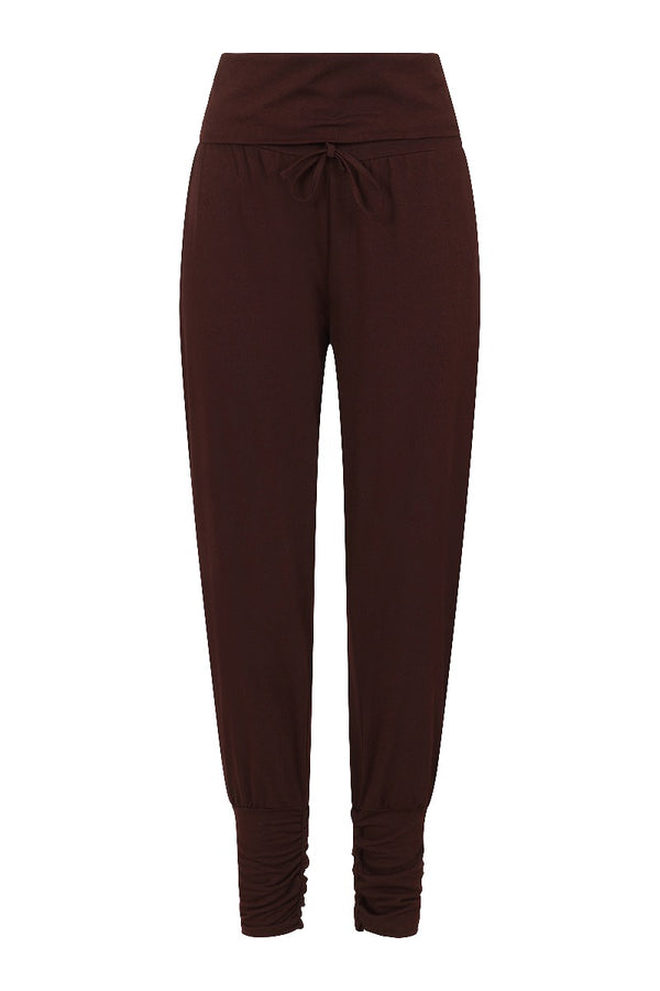 Hot Squash Roll Top Harem Yoga Trousers Chocolate