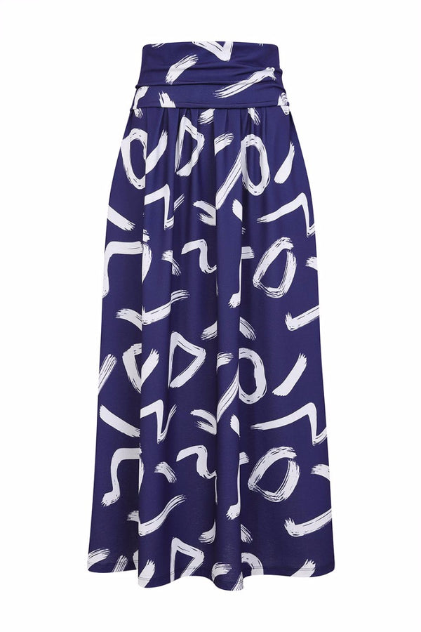 Hot Squash Roll Top Maxi Skirt Brush Strokes