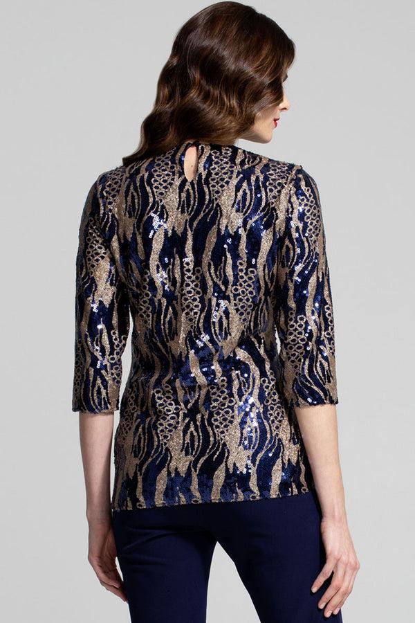 Hot Squash Round Neck Sequin Party Top