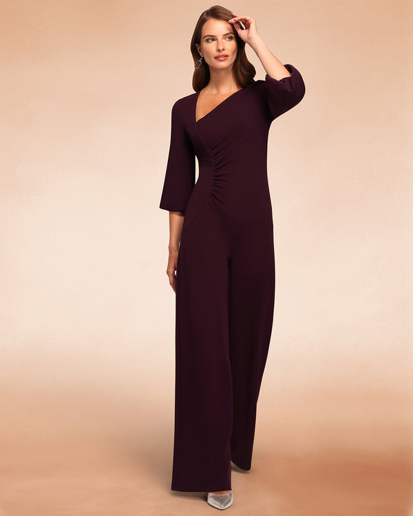 Hot Squash Ruched Jumpsuit With Sleeves Damson