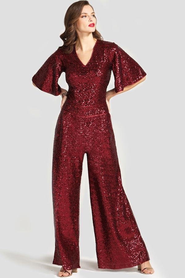 hot squash Sequin Batwing Jumpsuit