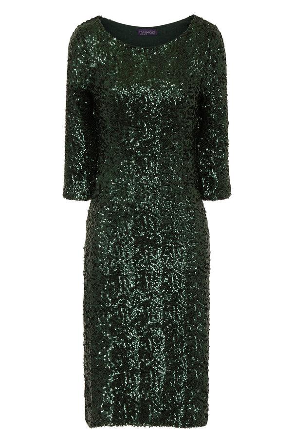 Hot Squash Sequin Dress Bottle Green