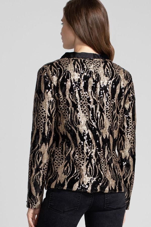 Hot Squash Sequin Jacket With Tuxedo Trim