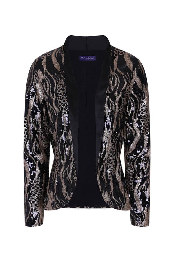 Hot Squash Sequin Jacket With Tuxedo Trim