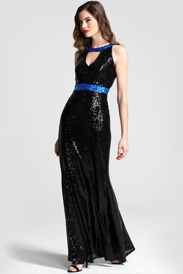hot squash Sequin Maxi Keyhole Dress