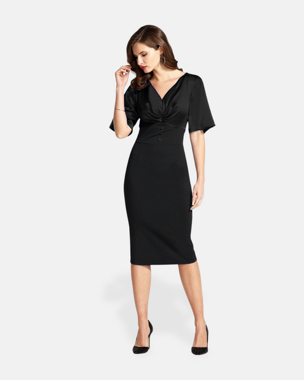 Hot Squash Short Sleeve Cocktail Dress Black