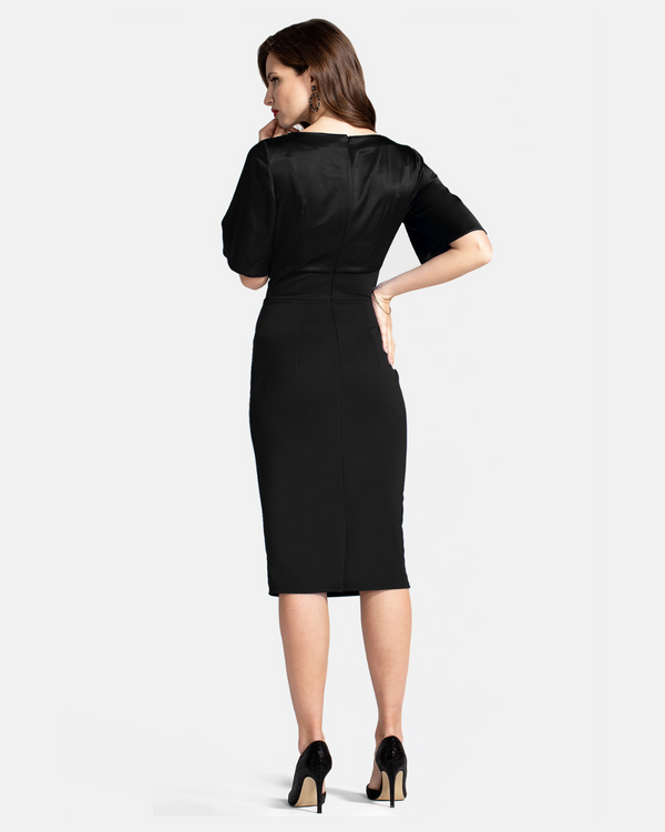 Hot Squash Short Sleeve Cocktail Dress Black