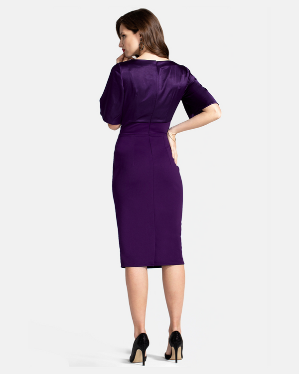 Hot Squash Short Sleeve Cocktail Dress Damson