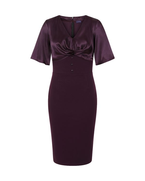 Hot Squash Short Sleeve Cocktail Dress Damson