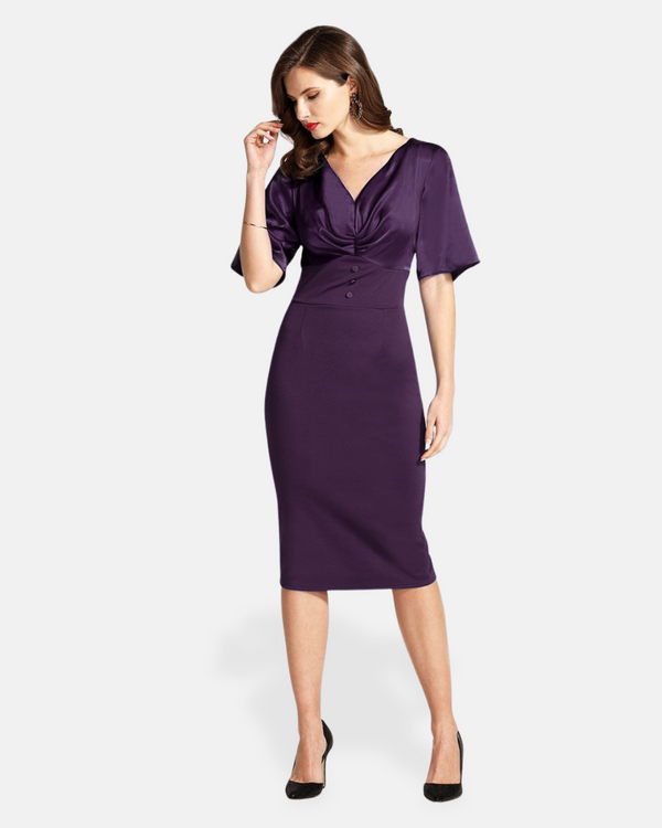 hot squash Short Sleeve Cocktail Dress Damson